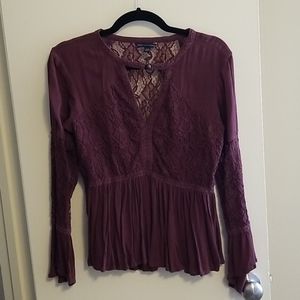 Long sleeve lace top, American Eagle, Medium